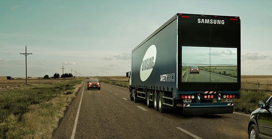 Safety Truck utilizando sistema desenvolvido pela Samsung para ultrapassagem com mais segurança