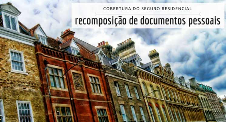 imagem de prédios residenciais com a descrição "cobertura do seguro residencial - recomposição de documentos.