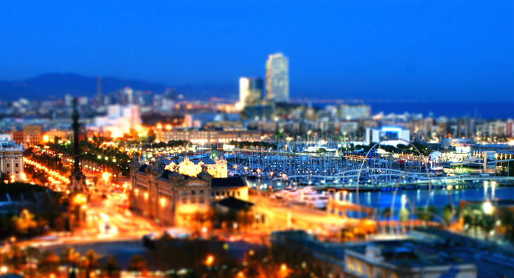 vista aérea da cidade de Barcelona a noite