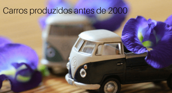 imagem de uma miniatura de caminhonete com a legenda: carro fabricado antes de 2000