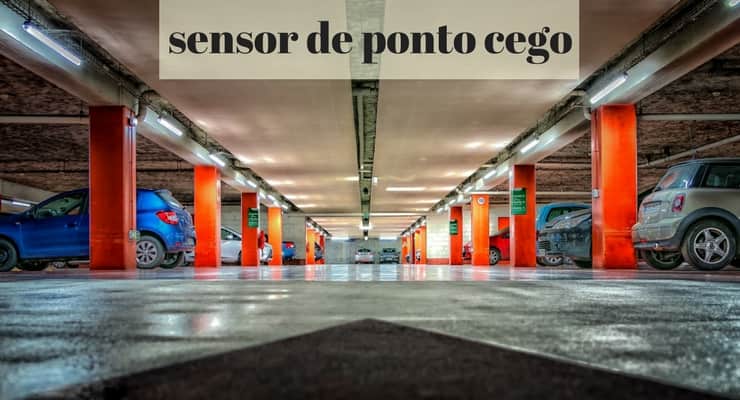 imagem de um estacionamento com a descrição: sensor de ponto cego