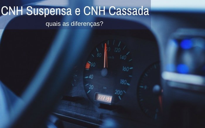 Imagem do volante de carro com o texto: CNH Suspensa e CNH Cassada quais as diferenças?