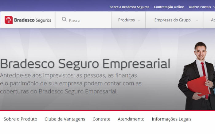 imagem do site empresarial bradesco ilustrando post sobre seguro empresarial bradesco